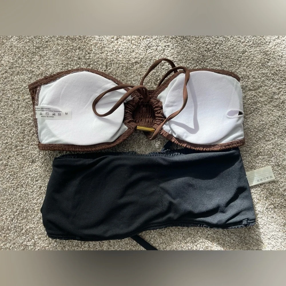 Hollister Brown and Black Bandeau Swim tops set of 2